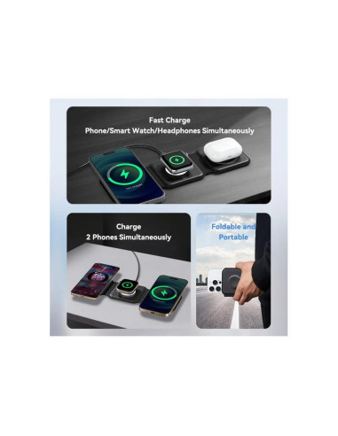 BASE CARGADOR PAD VENTION SMARTPHONE/APPLE WATCH/AURICULARES WIRELESS BLACK