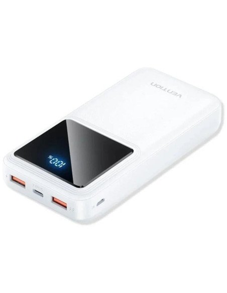 POWERBANK VENTION 20000MAH 2XUSB-A + USB-C LED DISPLAY 22.5W WHITE