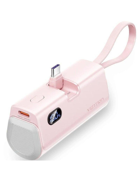 POWERBANK VENTION 4800MAH 2XUSB-C + LIGHTNING 22.5W USB-C PLEGABLE ROSE