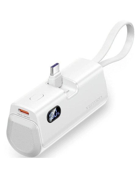 POWERBANK VENTION 4800MAH 2XUSB-C + LIGHTNING 22.5W USB-C PLEGABLE WHITE