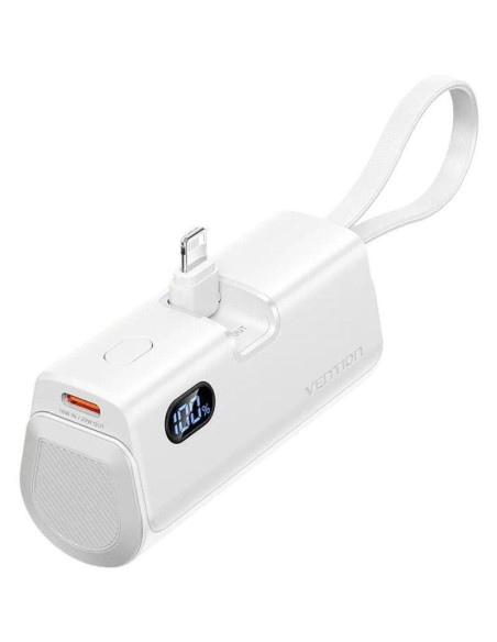 POWERBANK VENTION 4800MAH 2XUSB-C + LIGHTNING PLEGABLE 22.5W WHITE