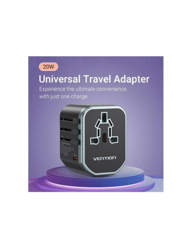 CARGADOR DE PARED VENTION UNIVERSAL USB-C 2XUSB-A 20W
