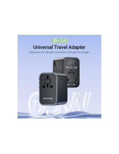 CARGADOR DE PARED VENTION UNIVERSAL GAN 2XUSB-C USB-A 65W 2