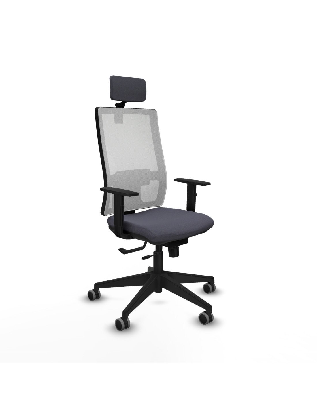 Piqueras y Crespo Horna traslack malla blanca bali gris oscuro brazos 1D base piramidal cabecero 2D ruedas 65mm engomadas