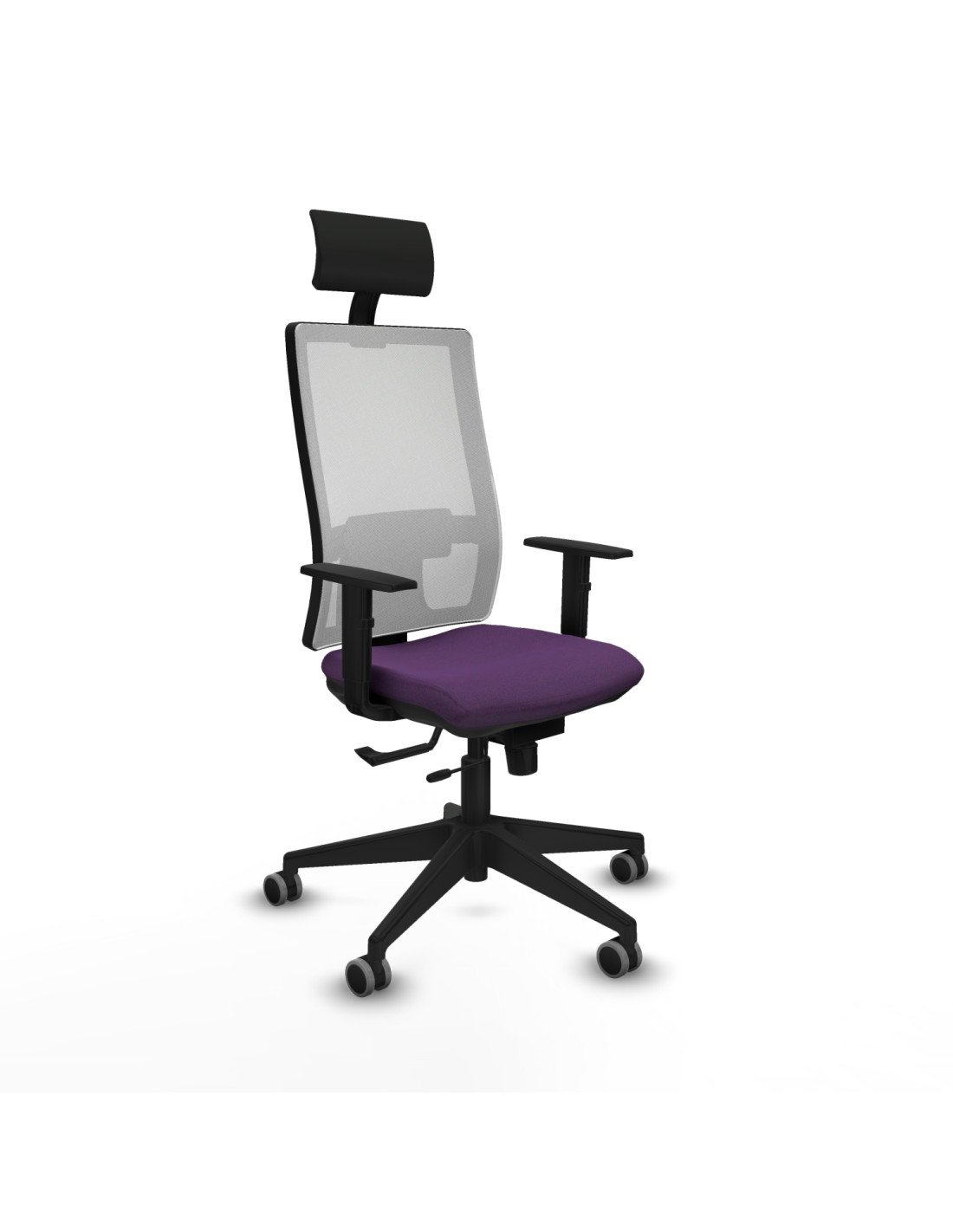 Piqueras y Crespo Horna traslack malla blanca bali morado brazos 1D base piramidal cabecero fijo ruedas 65mm engomadas