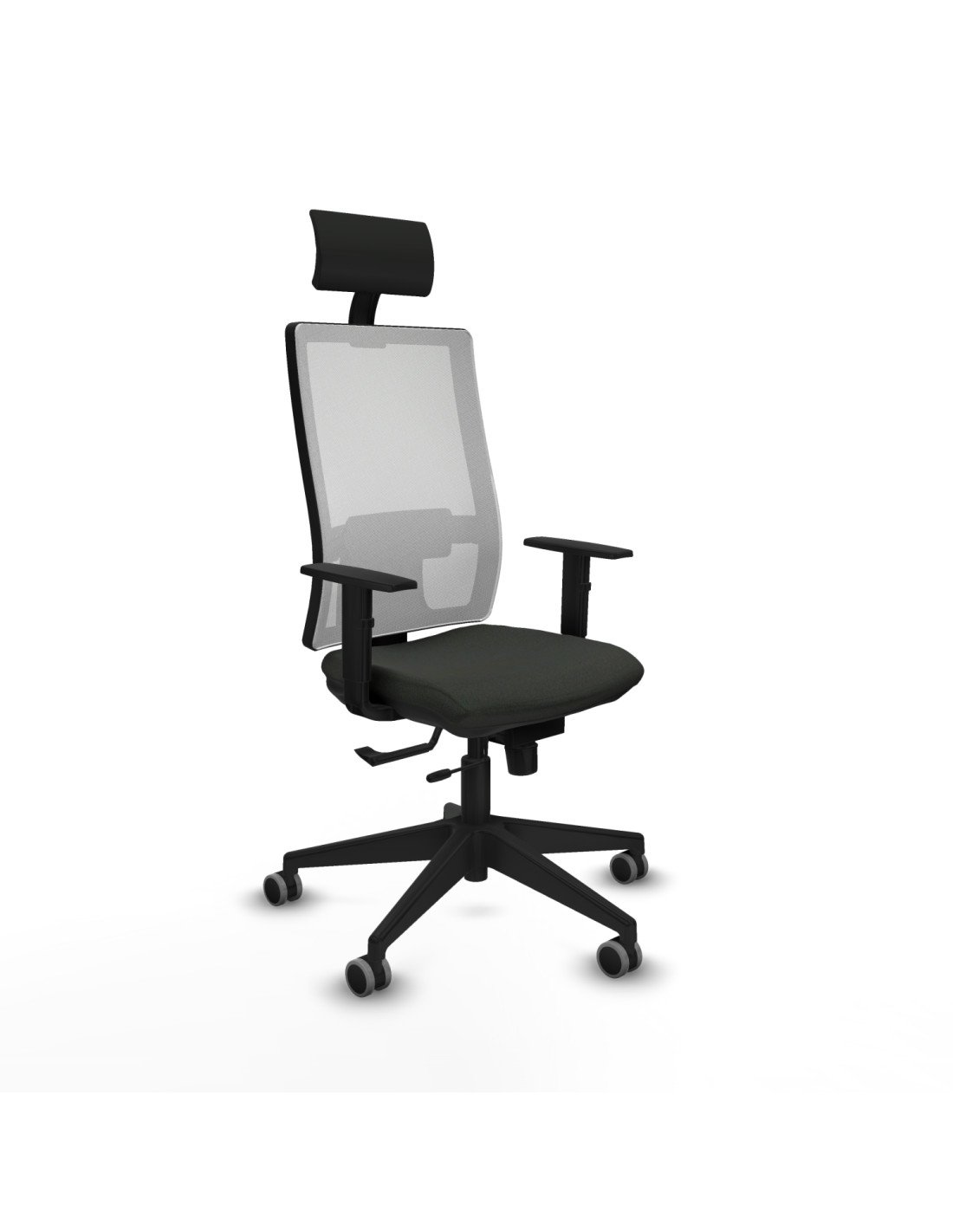 Piqueras y Crespo Horna traslack malla blanca bali negro brazos 1D base piramidal cabecero fijo ruedas 65mm engomadas