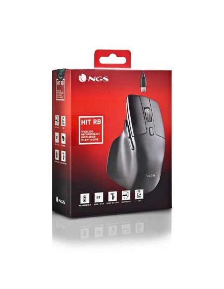 RATON NGS HIT-RB ERGONOMICO RECARGABLE BT WIRELESS MULTI BLACK