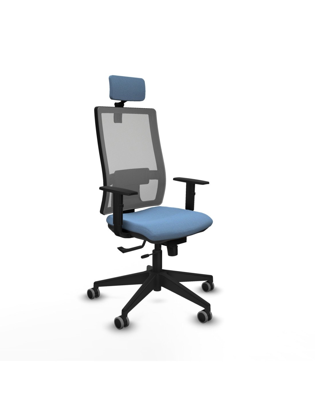 Piqueras y Crespo Horna traslack malla gris bali azul cielo brazos 1D base piramidal cabecero 2D ruedas 65mm engomadas