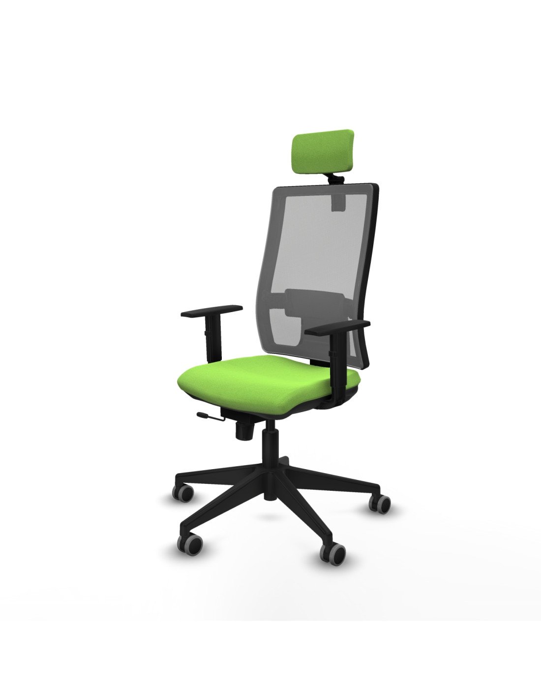 Piqueras y Crespo Horna traslack malla gris bali pistacho brazos 1D base piramidal cabecero 2D ruedas 65mm engomadas