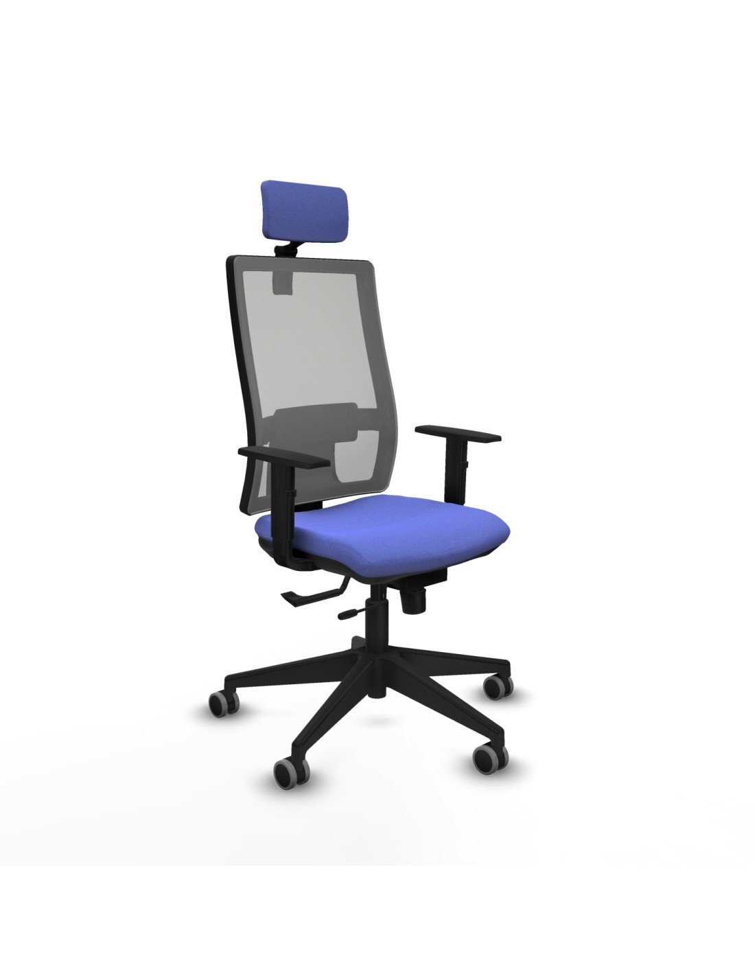 Piqueras y Crespo Horna traslack malla gris bali azul claro brazos 1D base piramidal cabecero 2D ruedas 65mm engomadas