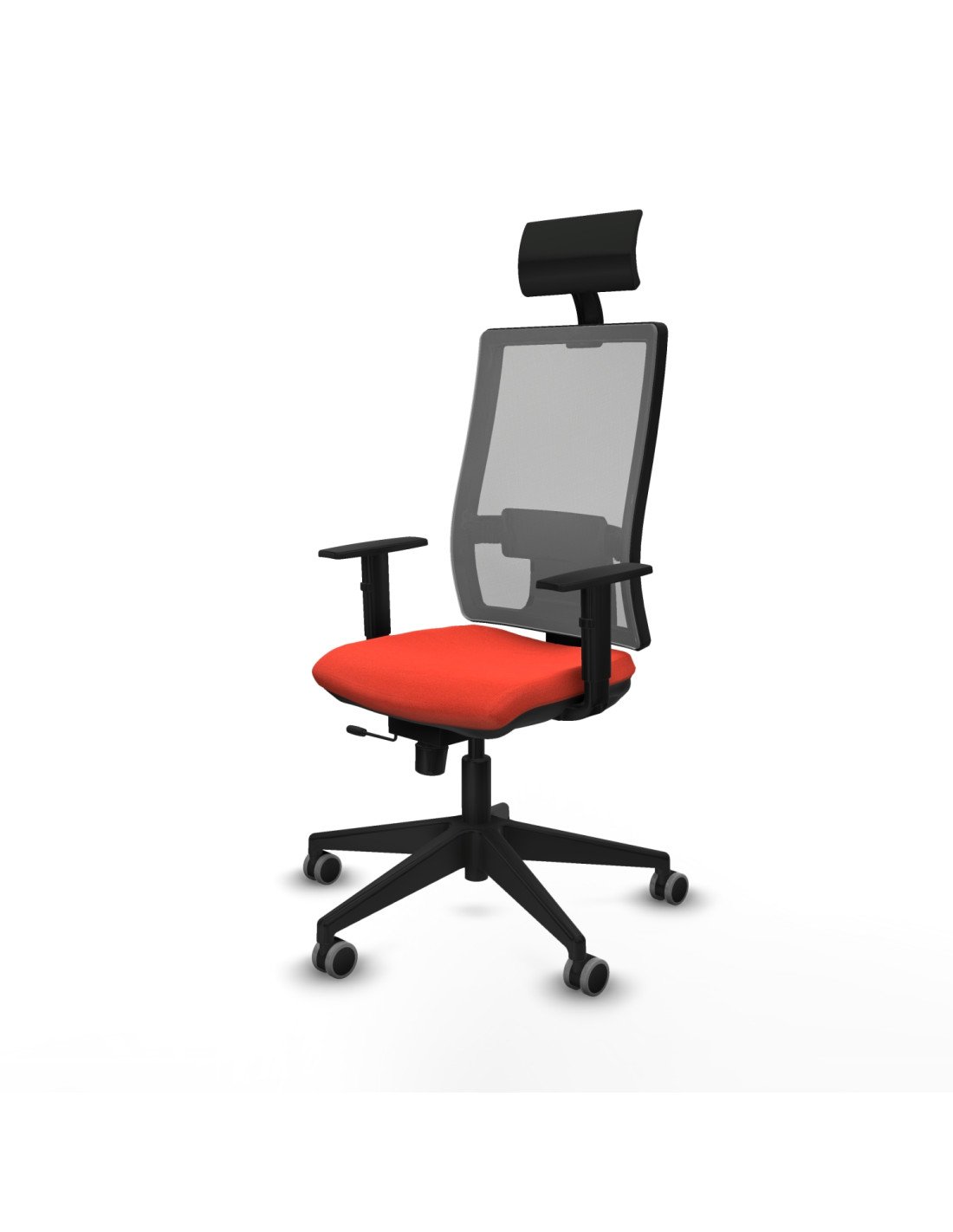 Piqueras y Crespo Horna traslack malla gris bali naranja oscuro brazos 1D base piramidal cabecero fijo ruedas 65mm engomadas