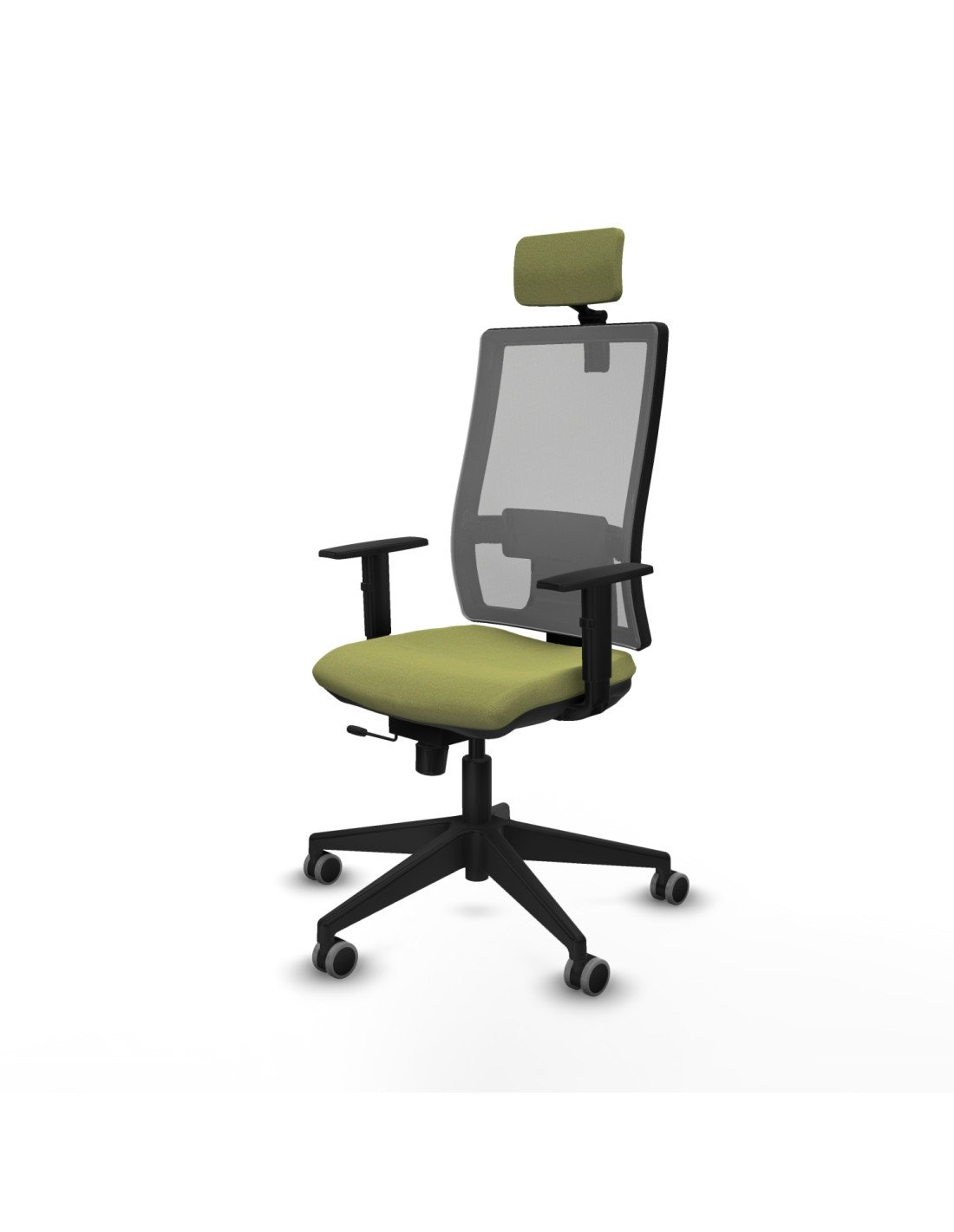 Piqueras y Crespo Horna traslack malla gris bali verde oliva brazos 1D base piramidal cabecero 2D ruedas 65mm engomadas