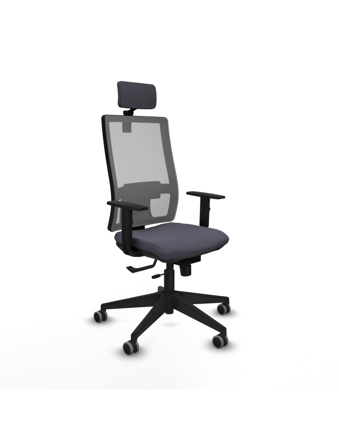 Piqueras y Crespo Horna traslack malla gris bali gris oscuro brazos 1D base piramidal cabecero 2D ruedas 65mm engomadas