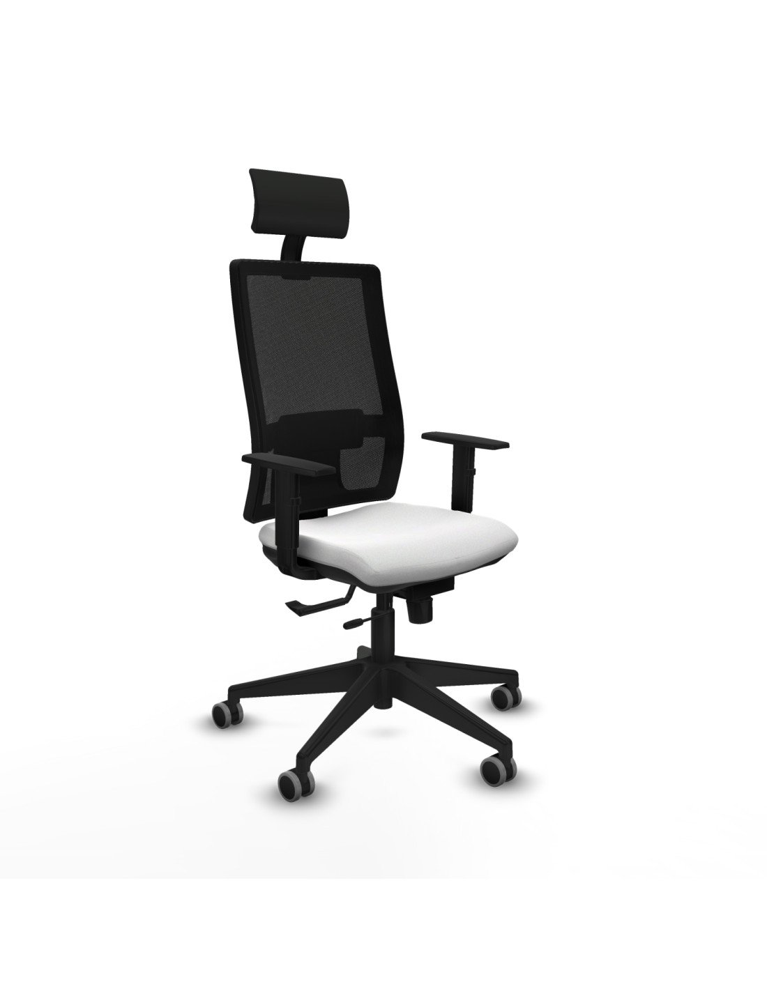 Piqueras y Crespo Horna traslack malla negra bali blanco brazos 1D base piramidal cabecero fijo ruedas 65mm engomadas