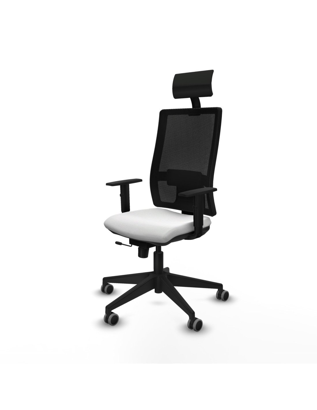 Piqueras y Crespo Horna traslack malla negra bali blanco brazos 1D base piramidal cabecero fijo ruedas 65mm engomadas