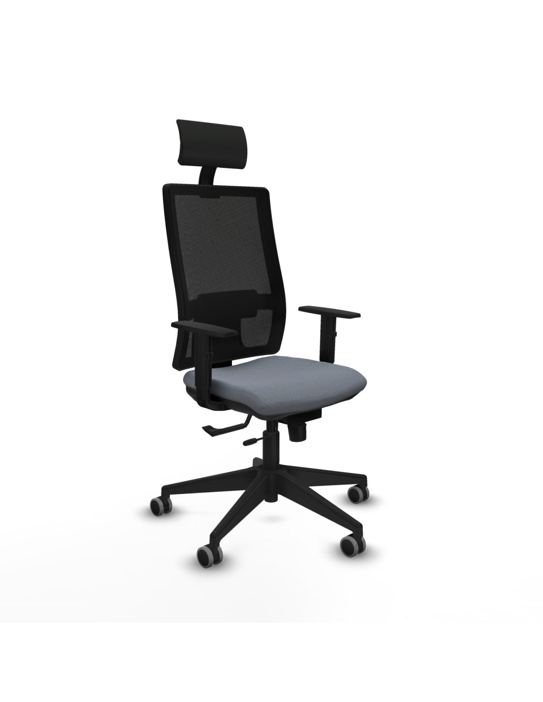 Piqueras y Crespo Horna traslack malla negra bali gris brazos 1D base piramidal cabecero fijo ruedas 65mm engomadas