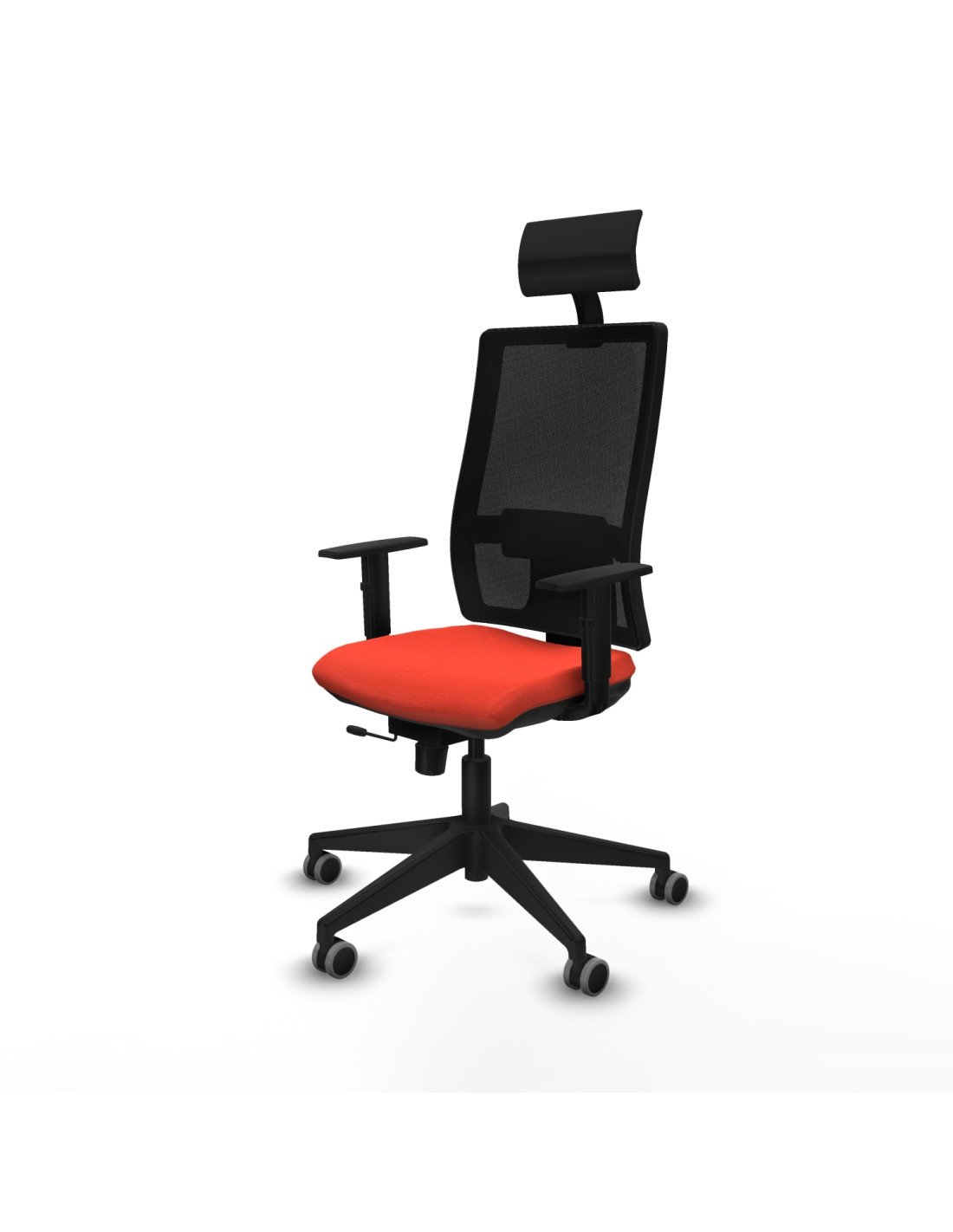 Piqueras y Crespo Horna traslack malla negra bali naranja oscuro brazos 1D base piramidal cabecero fijo ruedas 65mm engomadas