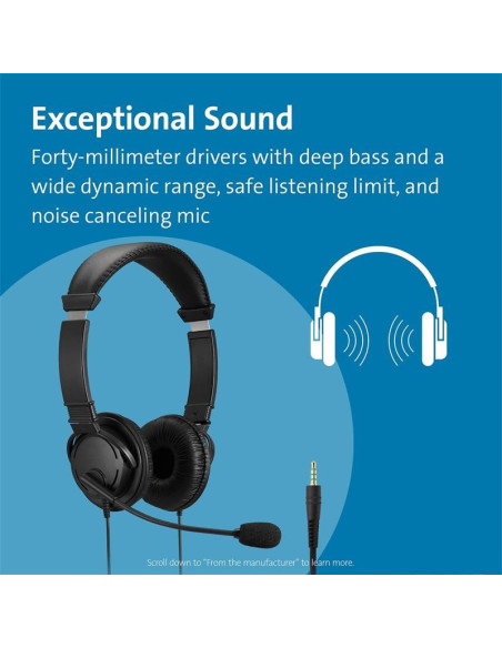 AURICULARES + MICROFONO KENSINGTON K33597WW HI-FI JACK 3.5MM BLACK