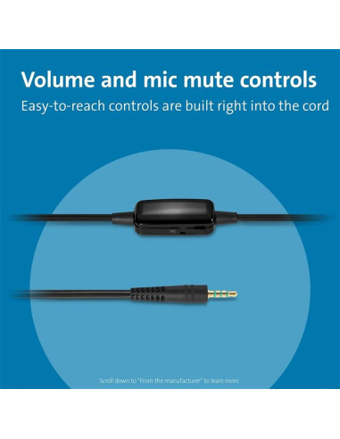 AURICULARES + MICROFONO KENSINGTON K33597WW HI-FI JACK 3.5MM BLACK