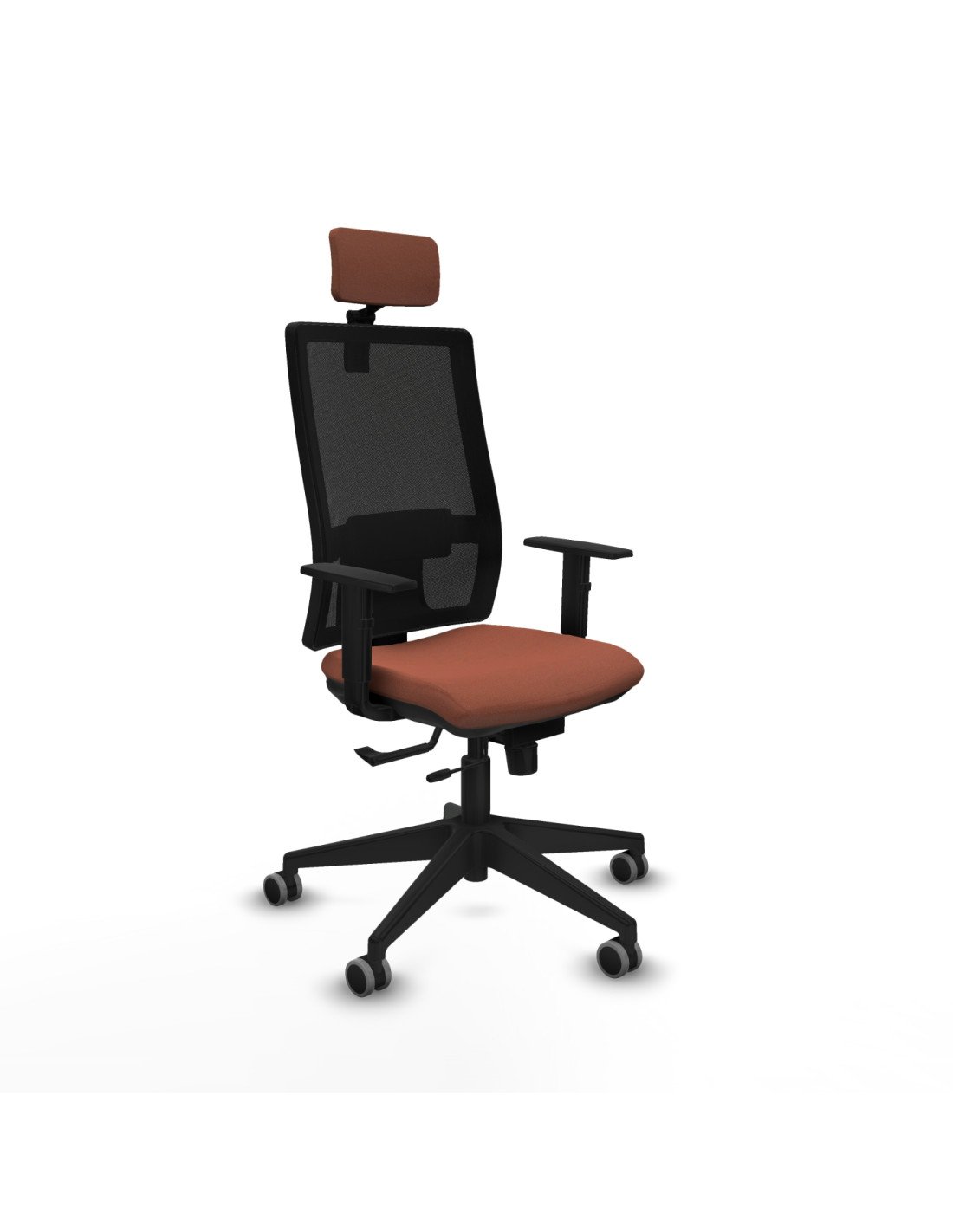 Piqueras y Crespo Horna traslack malla negra bali marr?n brazos 1D base piramidal cabecero 2D ruedas 65mm engomadas