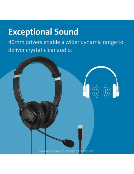 AURICULARES + MICROFONO KENSINGTON K97457WW HI-FI USB-C BLACK