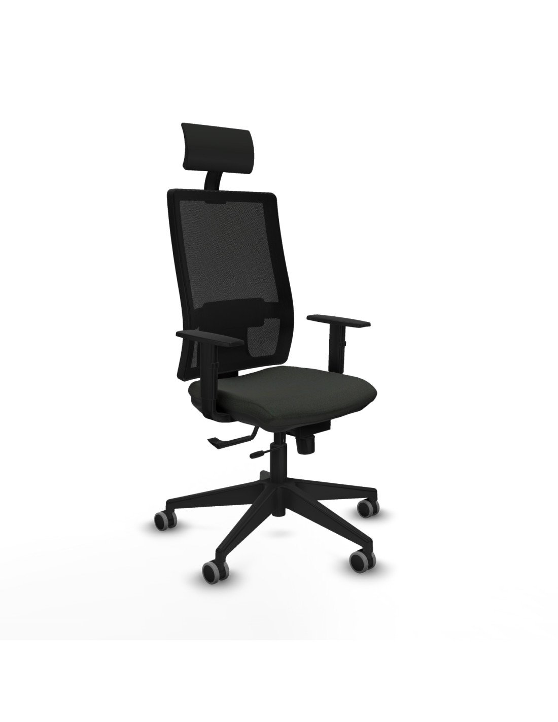 Piqueras y Crespo Horna traslack malla negra bali negro brazos 1D base piramidal cabecero fijo ruedas 65mm engomadas