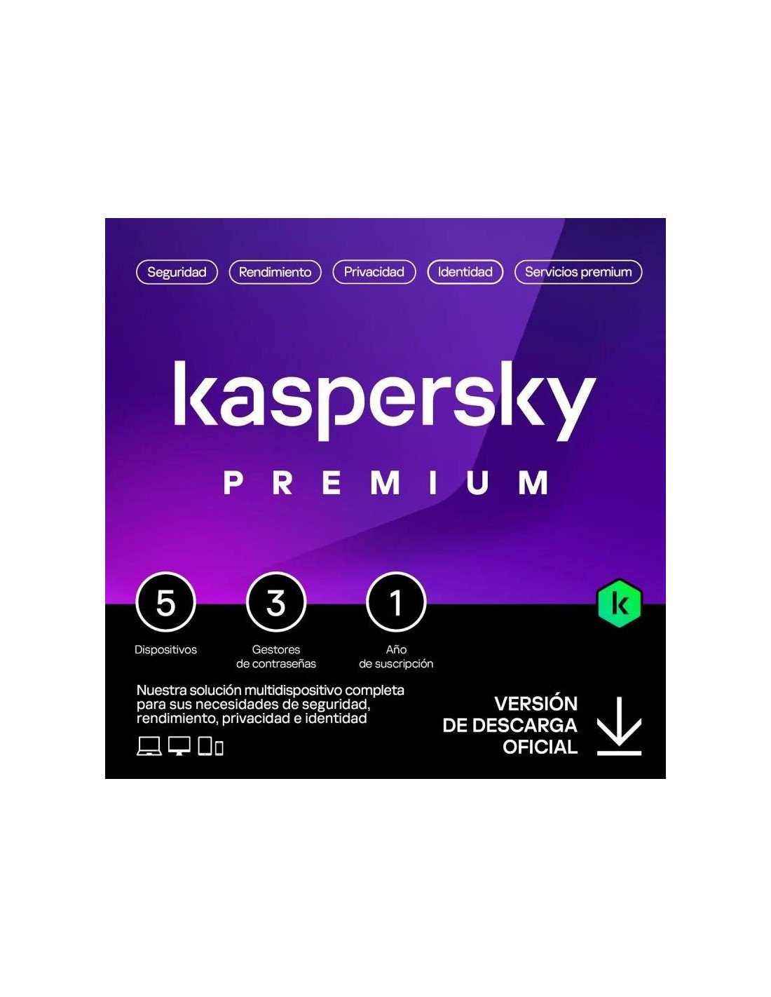 ANTIVIRUS KASPERSKY PREMIUM 1YEAR 5L PC/MAC/ANDROID/IOS