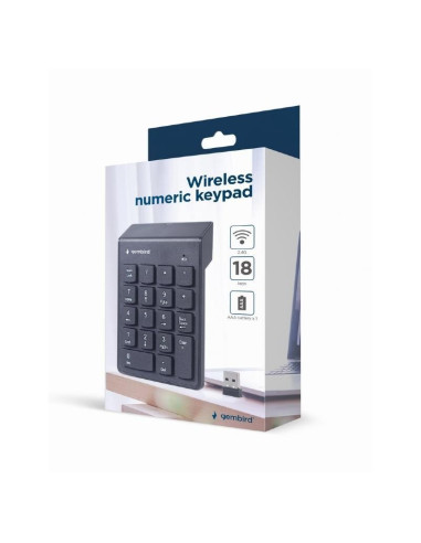 TECLADO NUMERICO GEMBIRD KEYPAD BLUETOOTH 18 TECLAS BLACK
