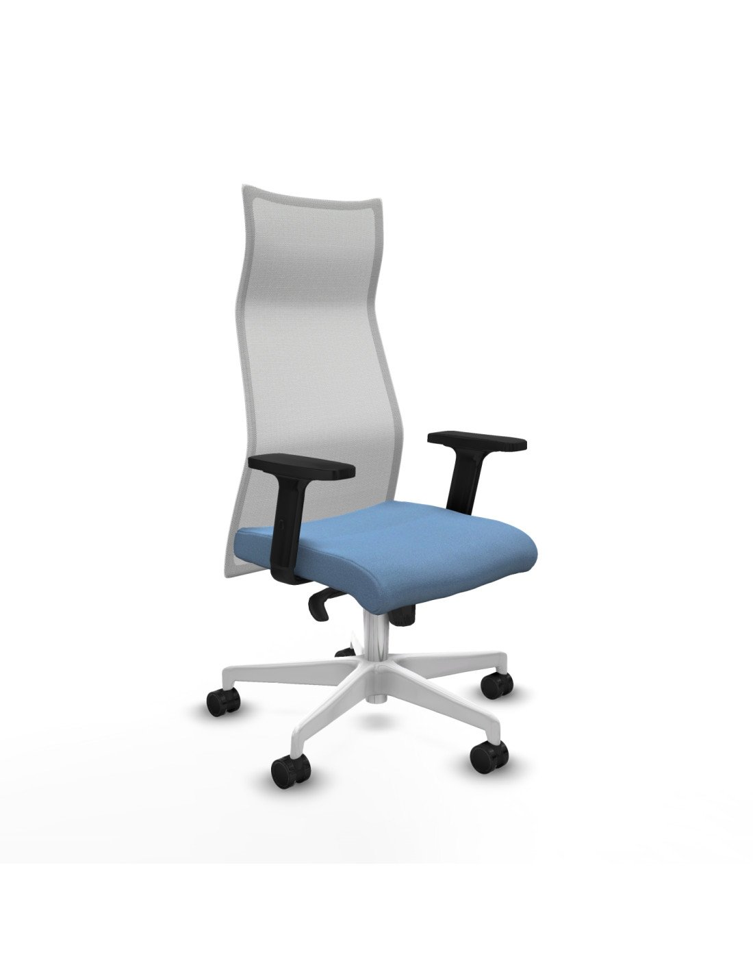 Piqueras y Crespo Albacete malla sincro malla blanca bali azul cielo brazos 2D base blanca ruedas 65 mm nailon