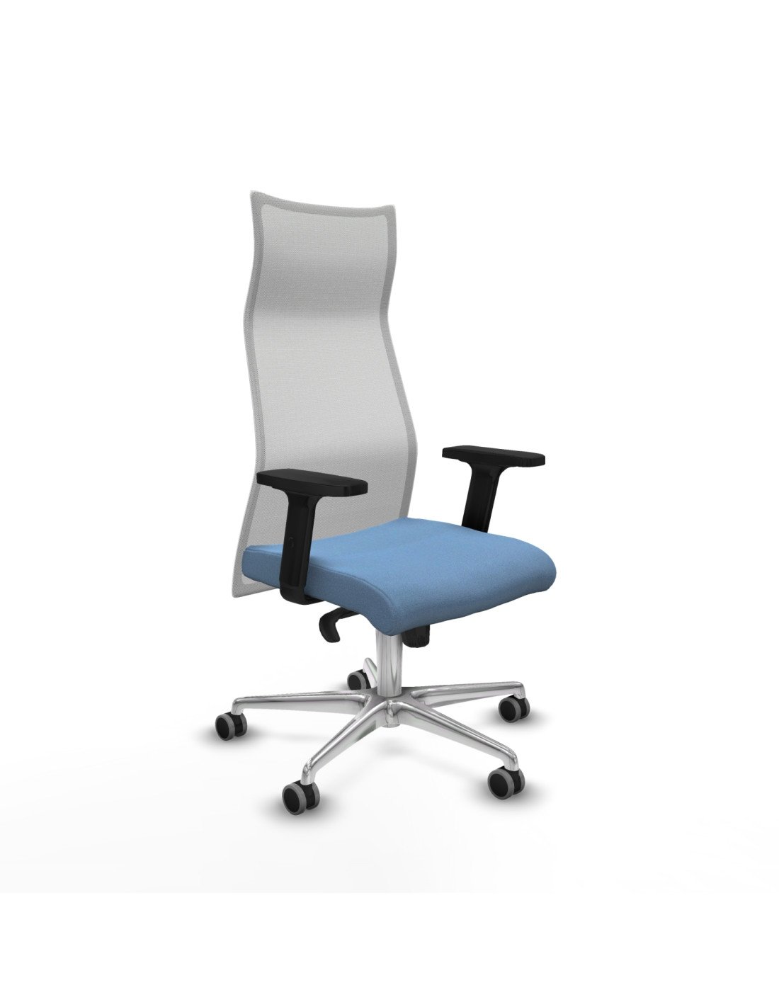 Piqueras y Crespo Albacete malla sincro malla blanca bali azul cielo brazos 2D base aluminio ruedas 65mm engomadas