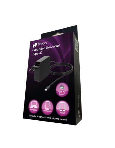 CARGADOR PORTATIL LEOTEC 65W AUTOMATICO USB-C TYPE C