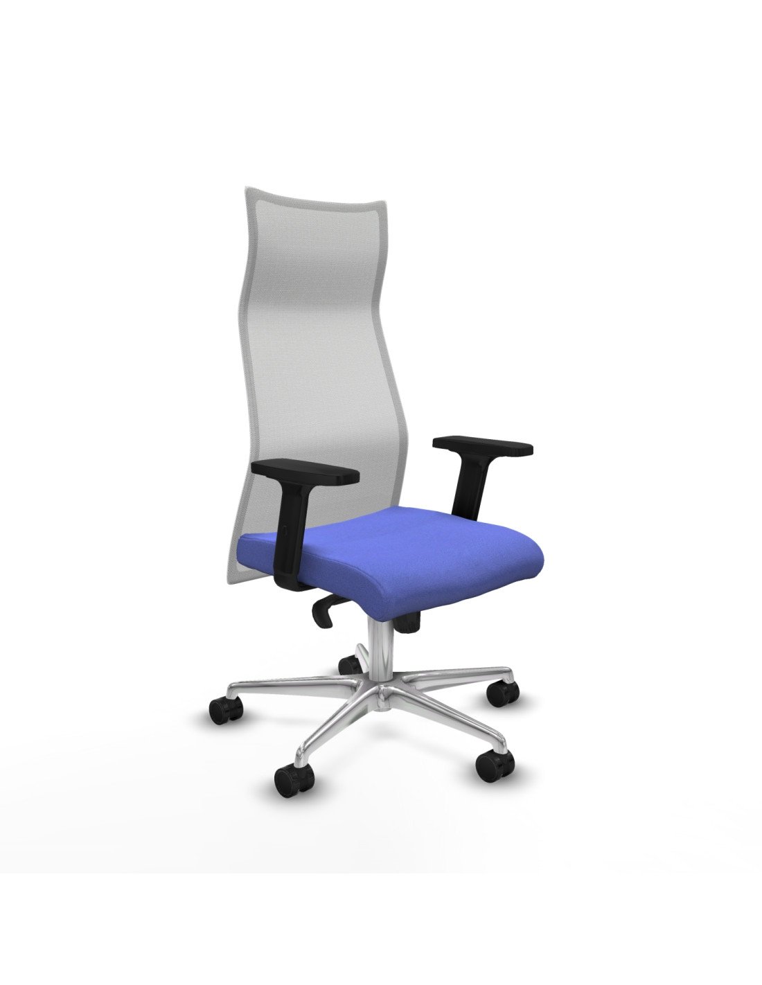 Piqueras y Crespo Albacete malla sincro malla blanca bali azul claro brazos 2D base aluminio ruedas 65 mm nailon