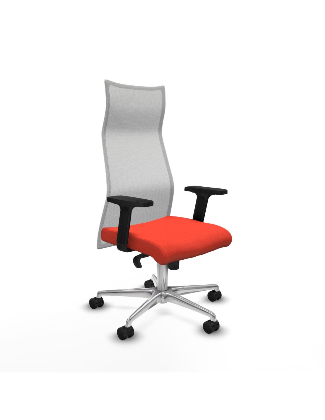 Piqueras y Crespo Albacete malla sincro malla blanca bali naranja oscuro brazos 2D base aluminio ruedas 65 mm nailon