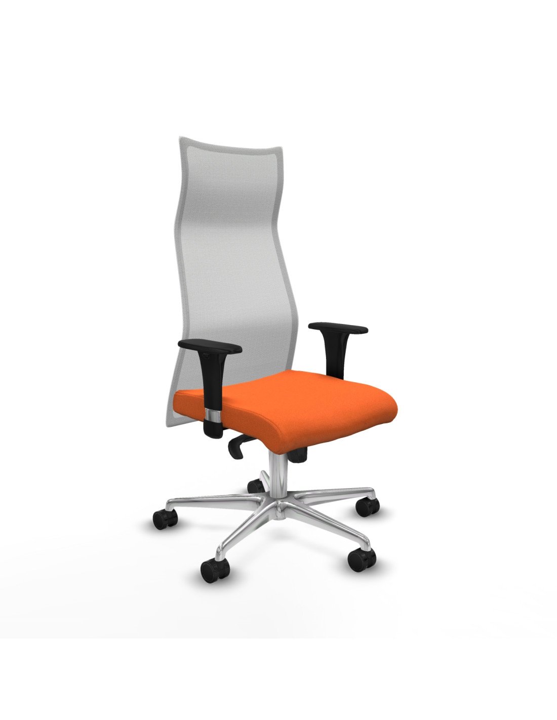 Piqueras y Crespo Albacete malla sincro malla blanca bali naranja brazos 1D base aluminio ruedas 65 mm nailon