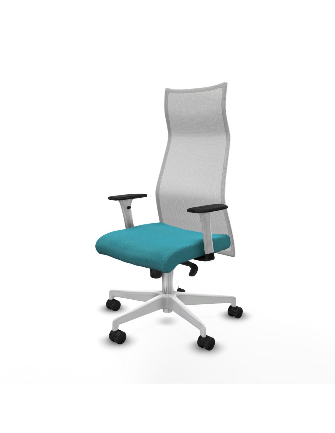 Piqueras y Crespo Albacete malla sincro malla blanca bali turquesa brazos blancos base blanca ruedas 65 mm nailon