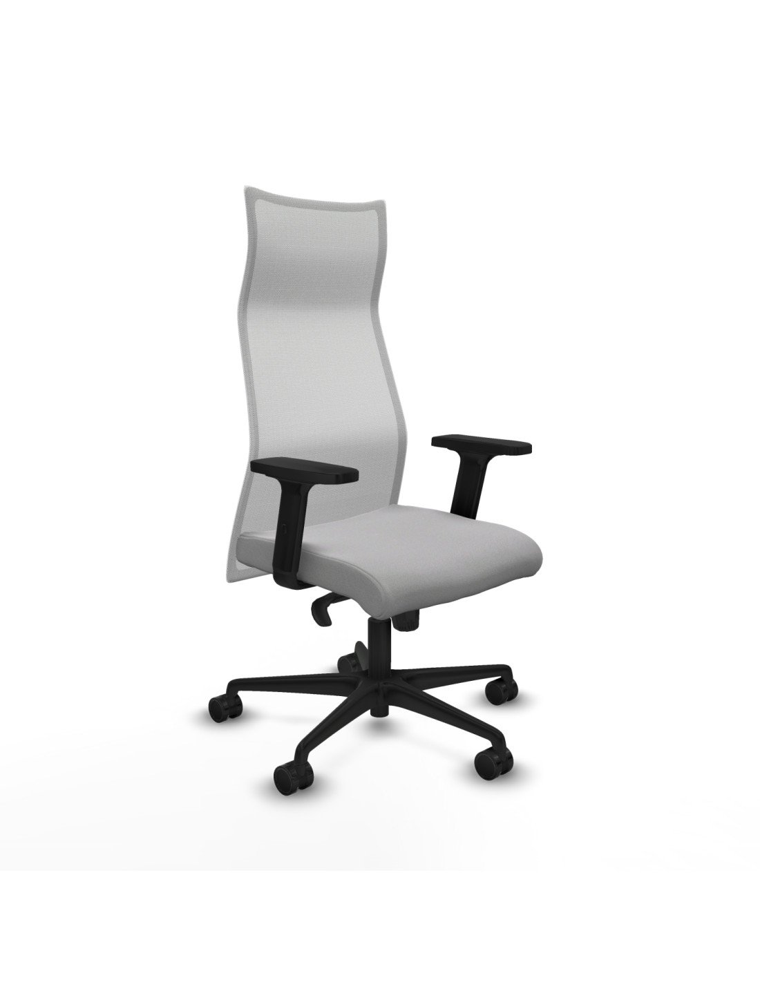 Piqueras y Crespo Albacete malla sincro malla blanca bali gris claro brazos 2D base nailon ruedas 65 mm nailon