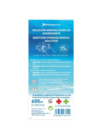 GEL HIDROALCOHOLICO PHOENIX 600ML