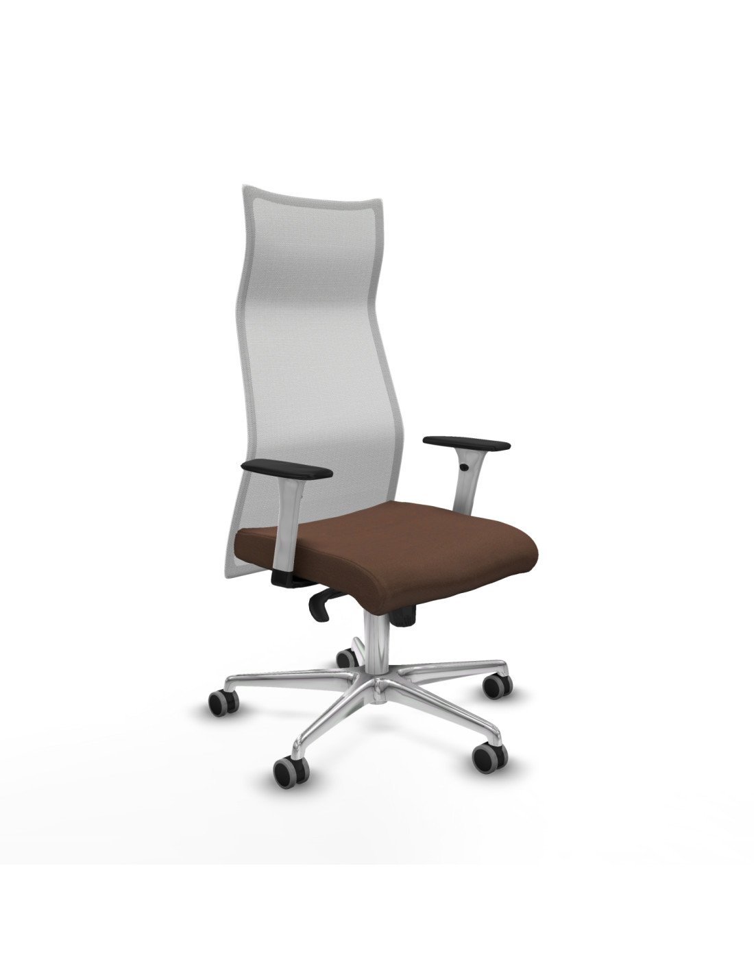 Piqueras y Crespo Albacete malla sincro malla blanca bali marr?n oscuro brazos blancos base aluminio ruedas 65mm engomadas