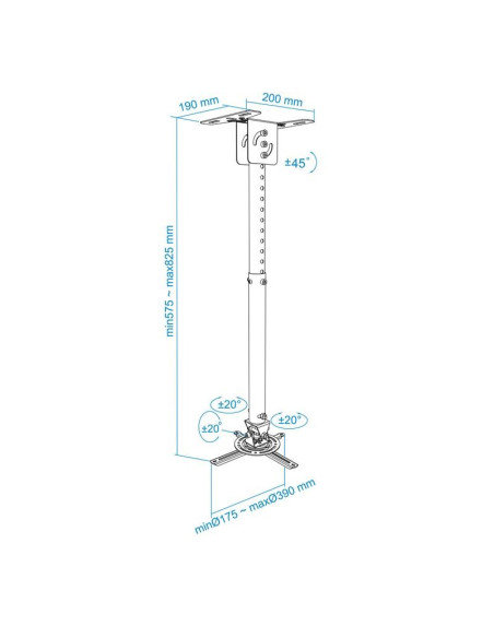 SOPORTE PROYECTOR TOOQ TECHO GIRATORIO E INCLINABLE BLACK