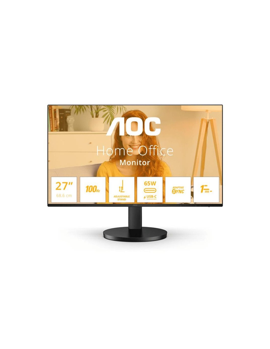 MONITOR AOC 27 100HZ QHD 2K MULTIMEDIA ERGO USB-C HDMI BLACK