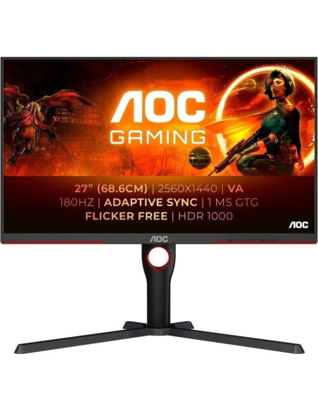 MONITOR GAMING AOC 27 180HZ 2K QHD ERGONOMICO HDMI DISPLAYPORT BLACK