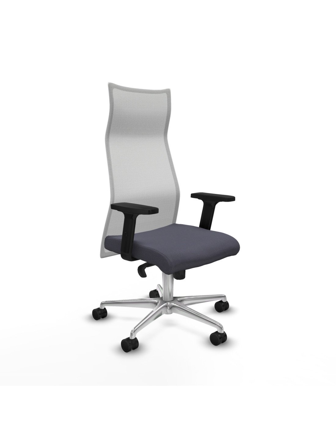 Piqueras y Crespo Albacete malla sincro malla blanca bali gris oscuro brazos 2D base aluminio ruedas 65 mm nailon