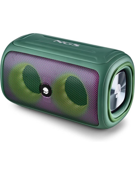 ALTAVOCES NGS ROLLER BEAST RGB PORTATIL WATERPROOF IPX5/BT/USB/AUX/FM GREEN