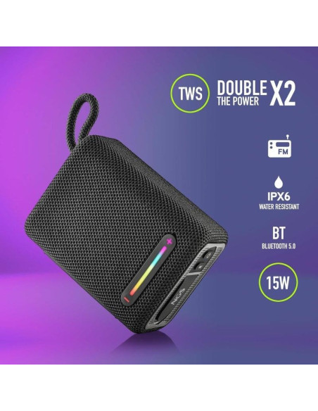 ALTAVOCES NGS ROLLER FURIA RGB PORTATIL WATERPROOF IPX6/BT/USB/AUX BLACK