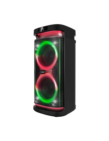 ALTAVOZ PHOENIX RUMBLEBOSS USB MICROSD FM BT RGB 80W KARAOKE + 2 MICROFONOS