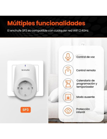 ENCHUFE INTELIGENTE TENDA SP3 WIFI 2.4GHZ ( PACK 4 UNIDADES )