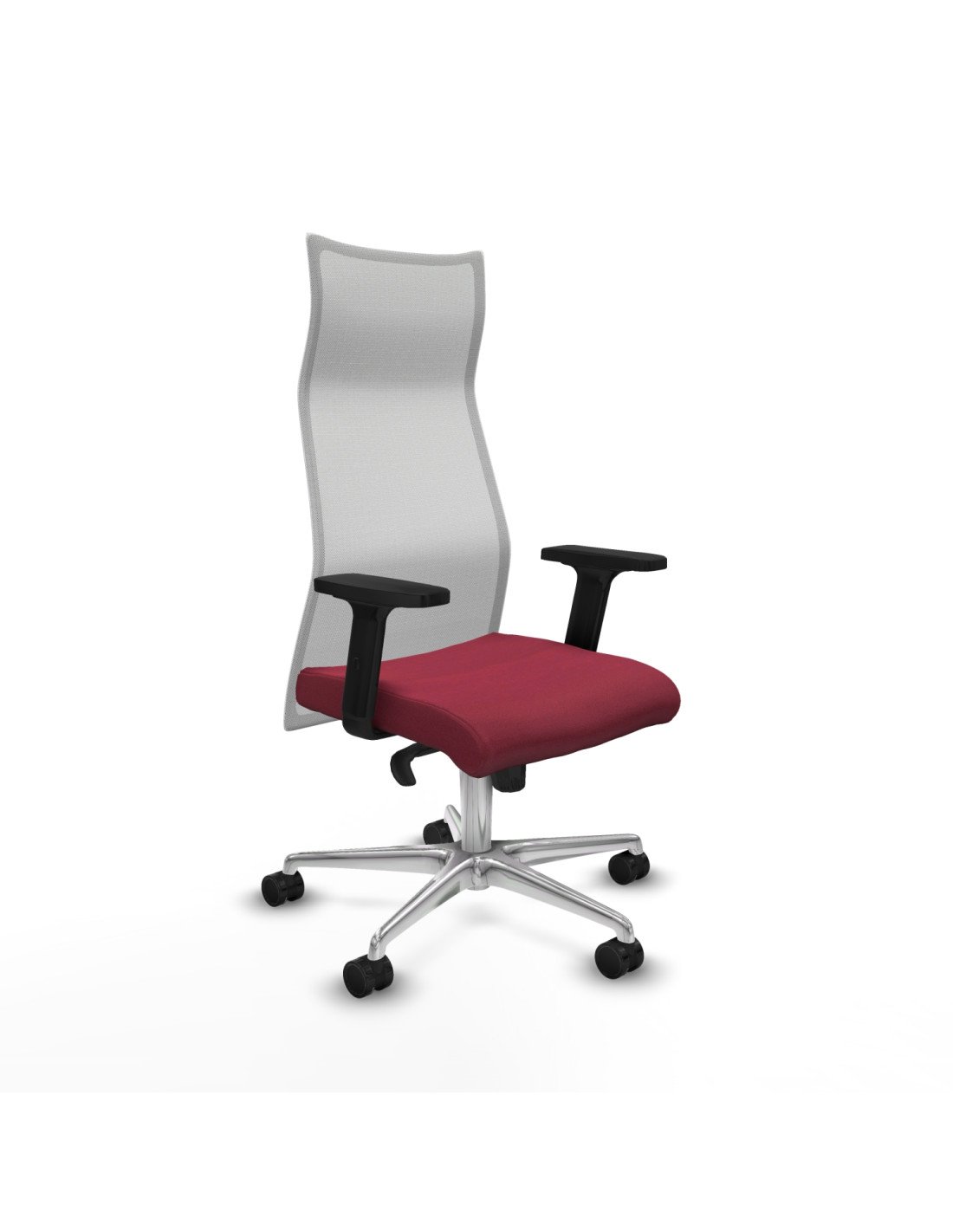 Piqueras y Crespo Albacete malla sincro malla blanca bali granate brazos 2D base aluminio ruedas 65 mm nailon