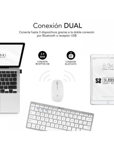 TECLADO + RATON SUBBLIM MULTIDISPOSITVO WIRELESS WHITE/SILVER 2