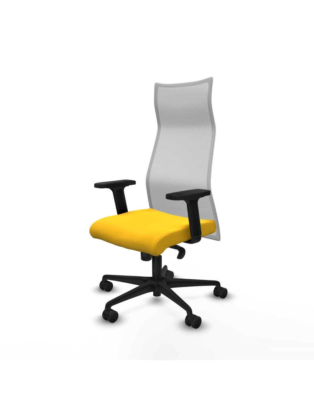 Piqueras y Crespo Albacete malla sincro malla blanca similpiel amarillo brazos 2D base nailon ruedas 65 mm nailon