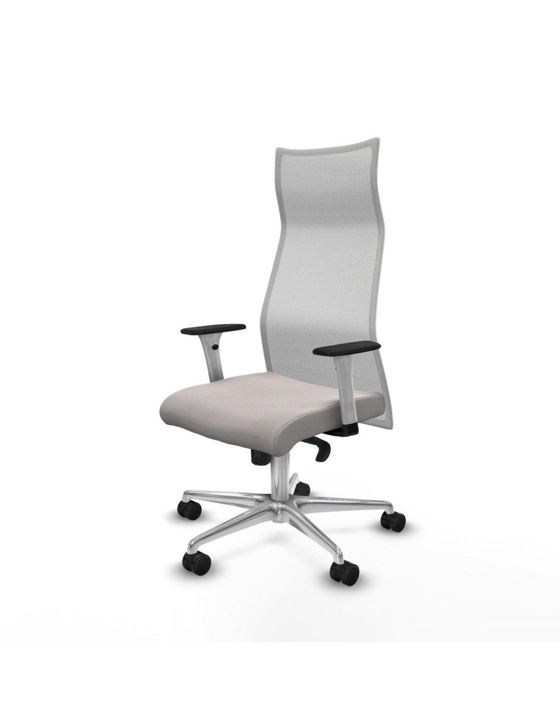 Piqueras y Crespo Albacete malla sincro malla blanca similpiel blanco brazos blancos base aluminio ruedas 65 mm nailon